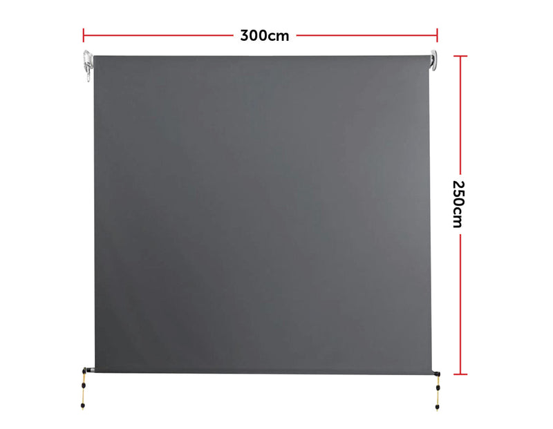 Retractable Straight Drop Roll Down Awning Garden Patio Screen 3.0X2.5M - Sale Now