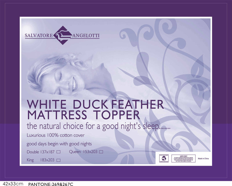 King Single Mattress Topper - 100% Duck Feather - Sale Now