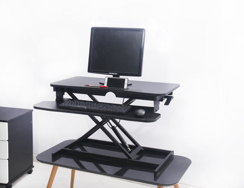 Height Adjustable Standing Desk Riser Sit Stand Desktop Office Computer - Sale Now