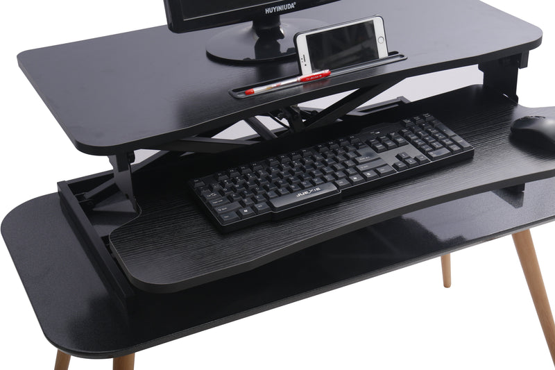Height Adjustable Standing Desk Riser Sit Stand Desktop Office Computer - Sale Now