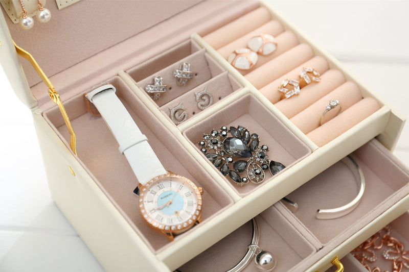 Jewellery Storage Box Girls Rings Necklaces Display Organiser Storage Case - Sale Now