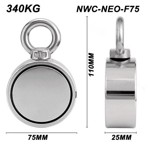 340Kg Salvage Strong Recovery Magnet Neodymium Hook Treasure Hunting Fishing - Sale Now