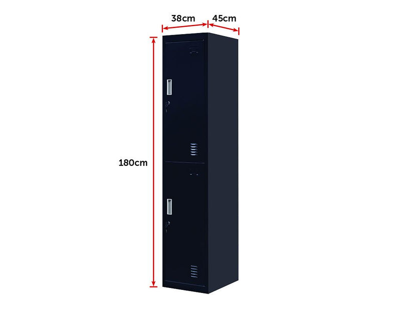 Standard Lock 2-Door Vertical Locker for Office Gym Shed School Home Storage Black - Sale Now