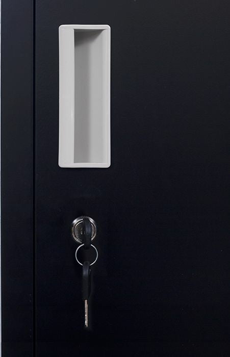 Standard Lock 4-Door Vertical Locker for Office Gym Shed School Home Storage Black