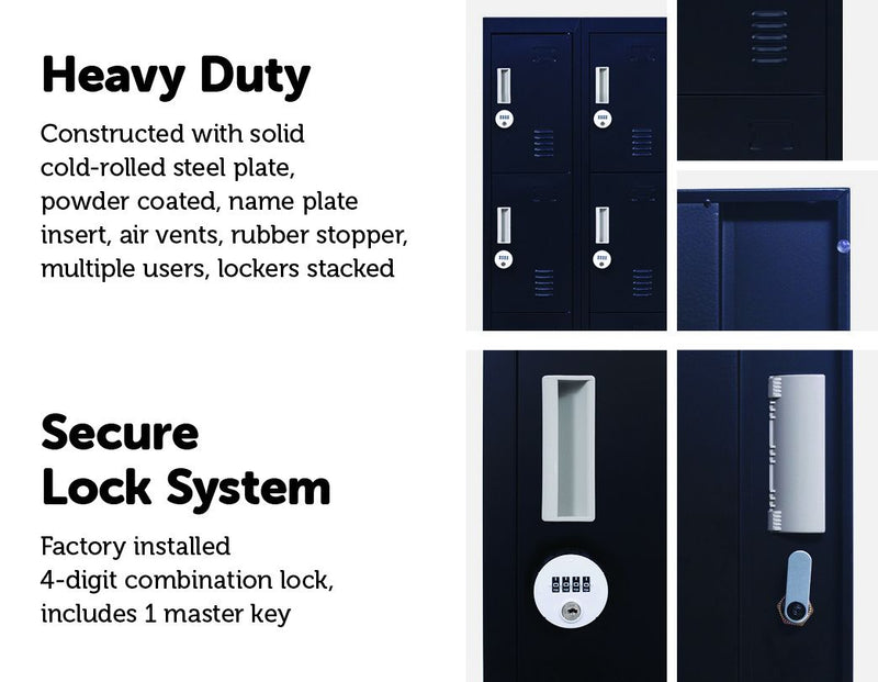 4-digit Combination Lock 12 Door Locker for  Office Gym - Light Grey