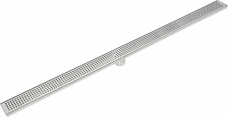 1200mm Bathroom Shower Stainless Steel Grate Drain with Centre Outlet Floor Waste Square Pattern - Sale Now