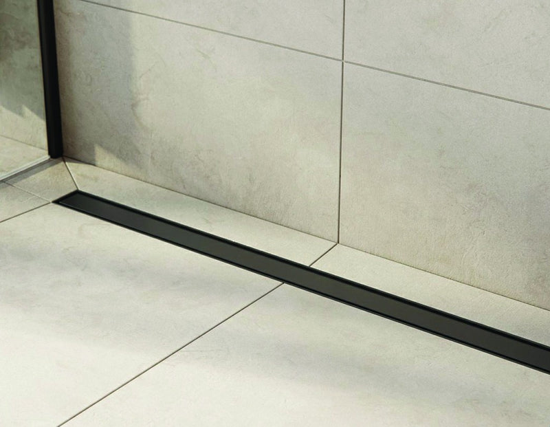 1000mm Tile Insert Bathroom Shower Black Grate Drain with Centre Outlet Floor Waste - Sale Now