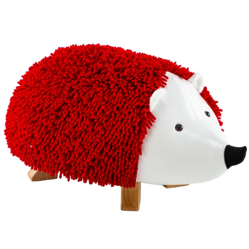 Lira Red Hedgehog Ottoman With Solid Wood Footrest - Sale Now