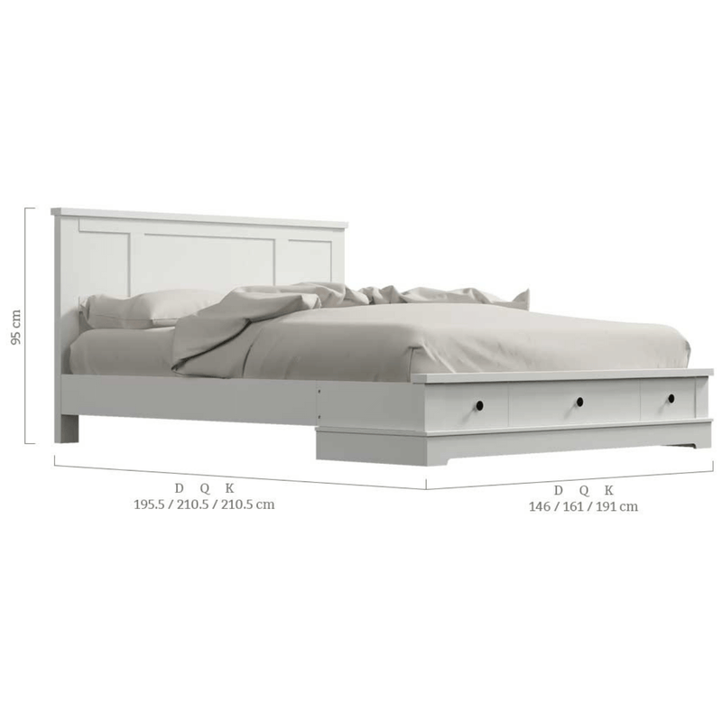 Margaux White Coastal Lifestyle Bedframe with Storage Drawers Double - Sale Now