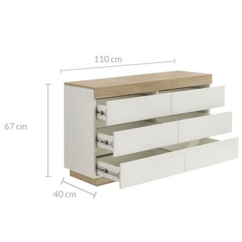 Ashley Coastal White Wooden Chest of 6 Drawers Cabinet - Sale Now