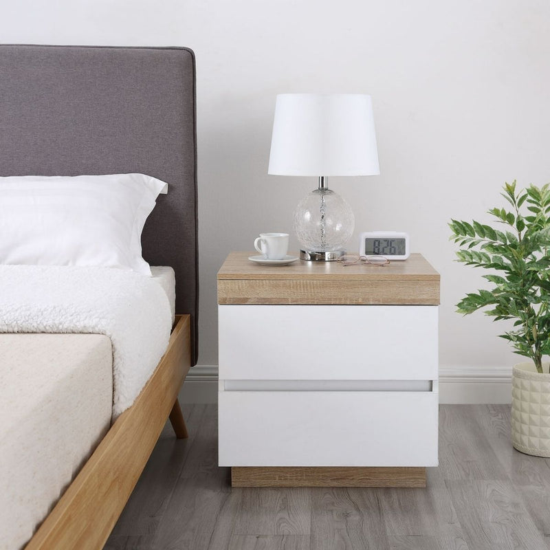 Ashley Coastal White Wooden Bedside Table with Drawers Cabinet - Sale Now