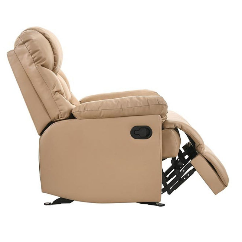 Leather Rocking Recliner Chair Armchair Swing Gliding Beige - Sale Now