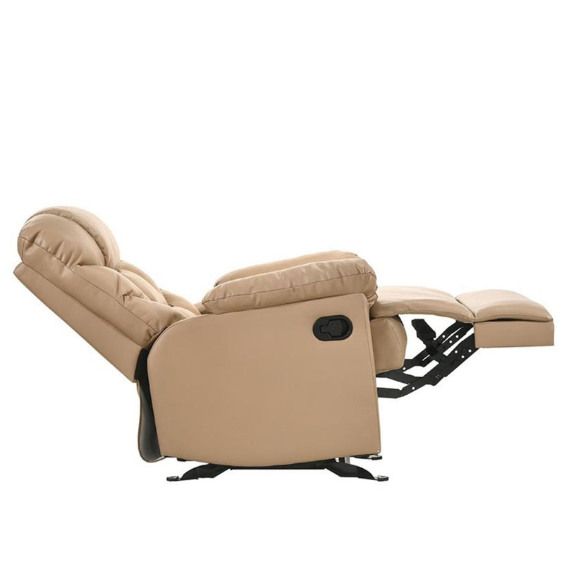 Leather Rocking Recliner Chair Armchair Swing Gliding Beige - Sale Now