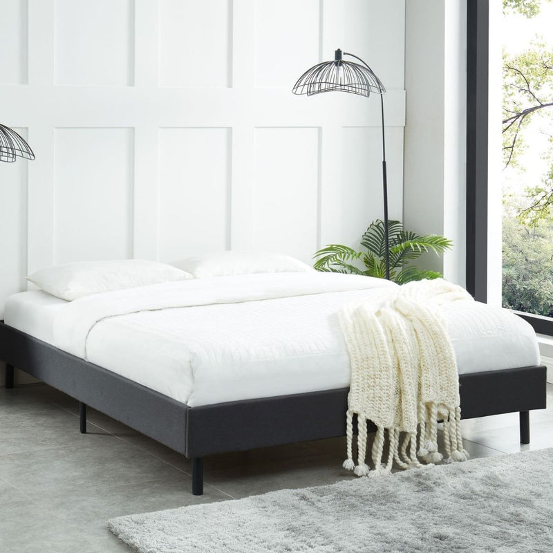 Modern Minimalist Charcoal Bed Base Frame King - Sale Now