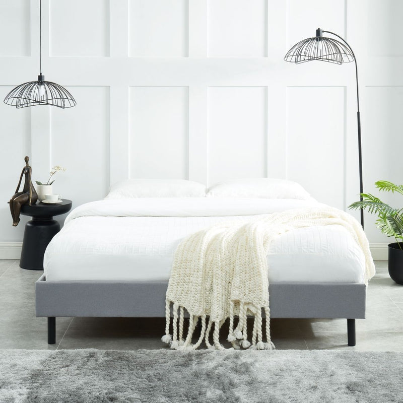 Modern Minimalist Stone Grey Bed Base Frame King Single - Sale Now