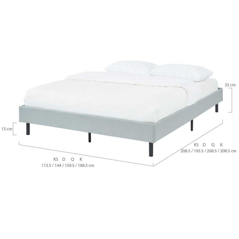 Modern Minimalist Stone Grey Bed Base Frame King Single - Sale Now