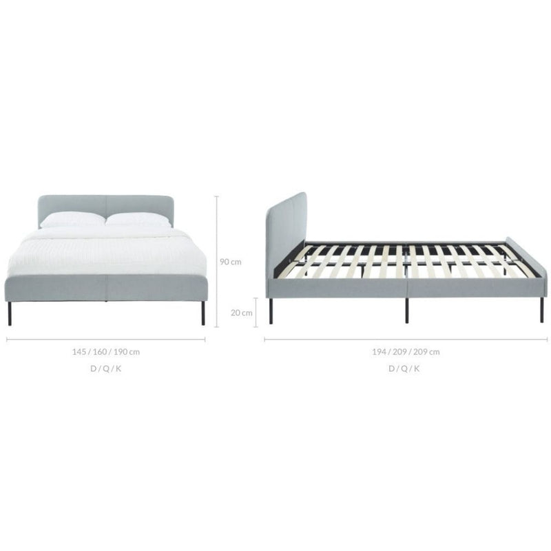 Modern Minimalist Stone Grey Bed frame with Curved Headboard Double - Sale Now
