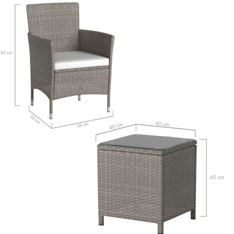 Lucia 2 Seater Rattan Outdoor Balcony Set Natural Grey - Sale Now