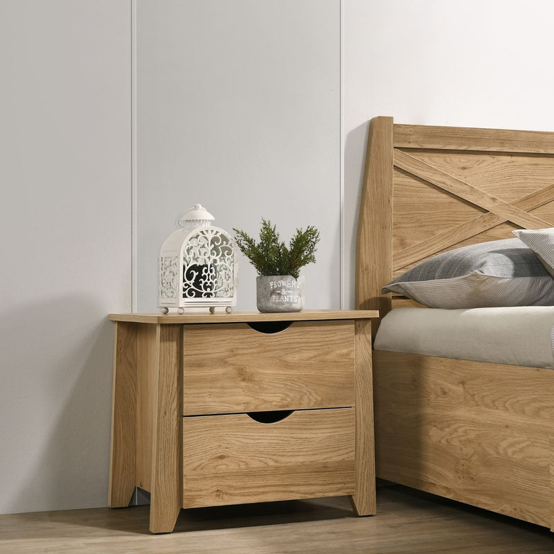 Mica Wooden Bedside Table with 2 Drawers - Sale Now