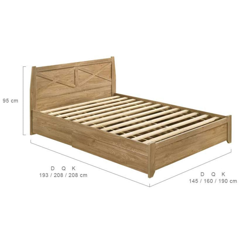 Mica Natural Wooden Bed Frame with Storage Drawers Queen - Sale Now