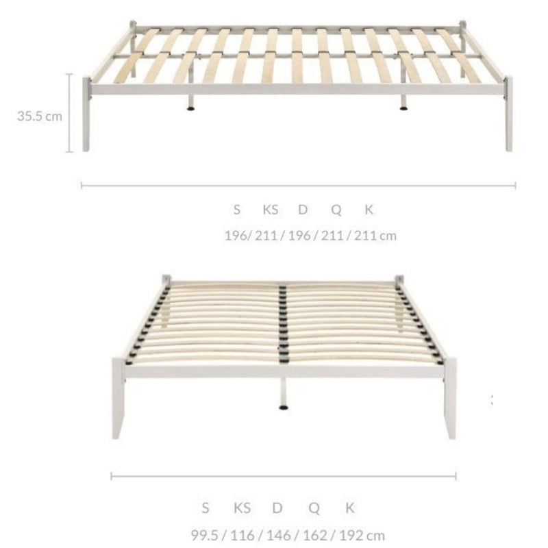 Metal Bed Base Frame Platform Foundation White - King Single - Sale Now