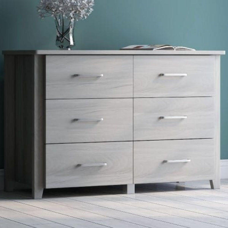 White 6 Chest of Drawers Bedroom Cabinet Storage Tallboy Dresser - Sale Now