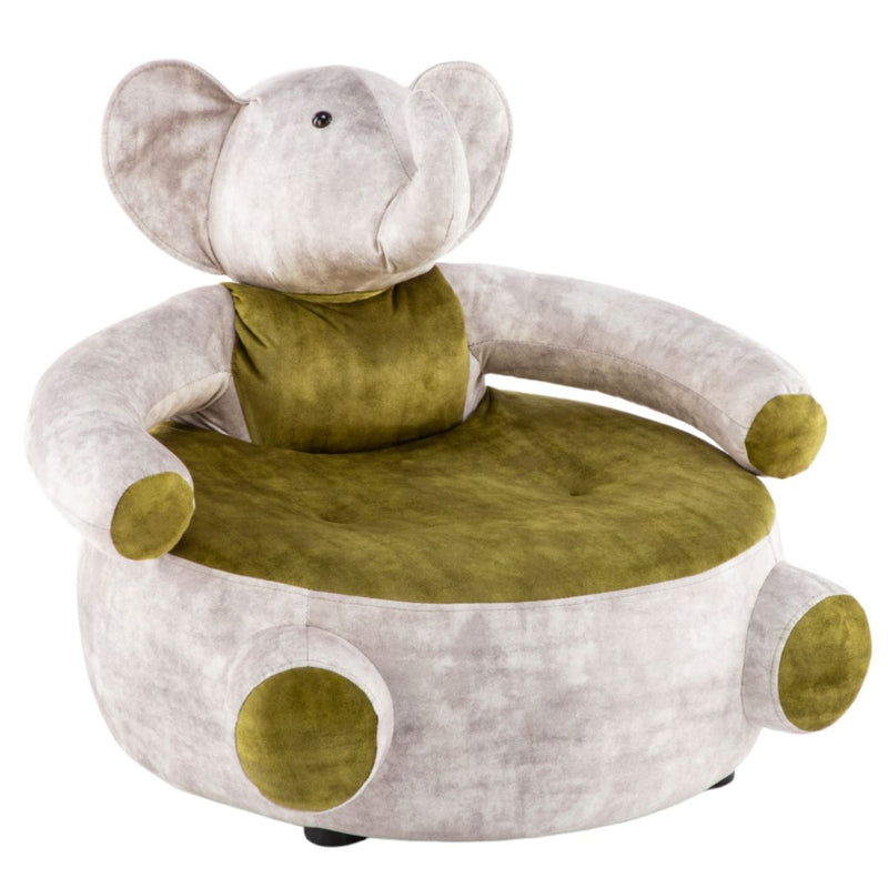 Gregory Grey Green Solid Wooden Structure Elephant Character Sofa or Armchair - Sale Now