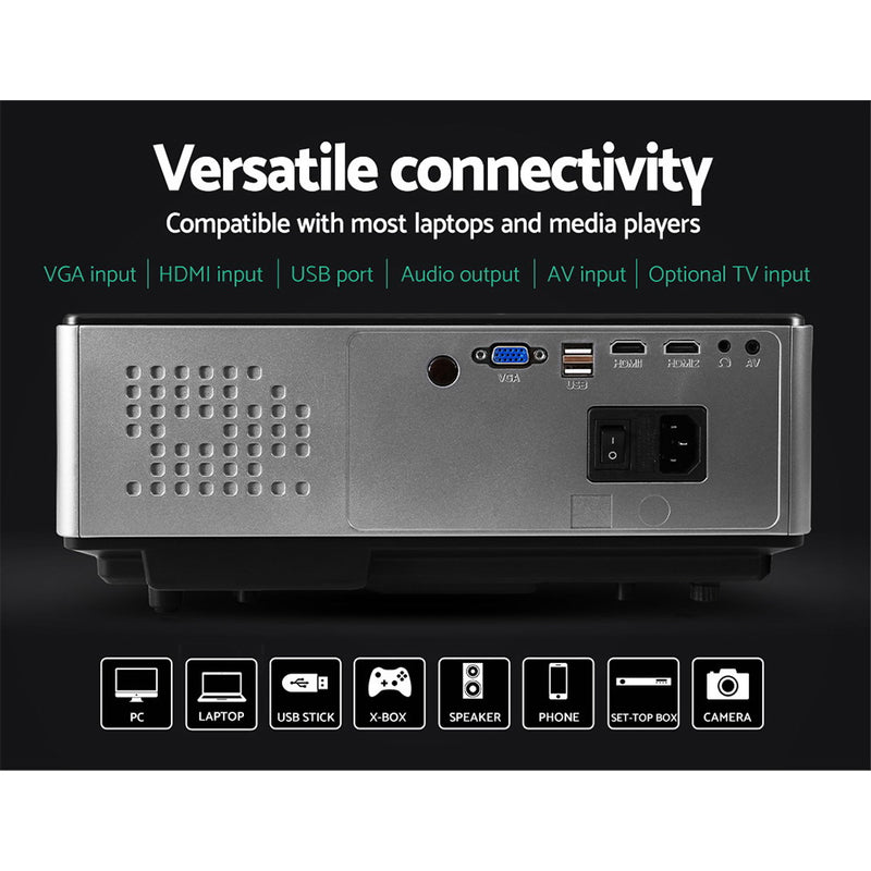 Devanti Video Projector Wifi USB Portable 4000 Lumens HD 1080P Home Theater Black - Sale Now