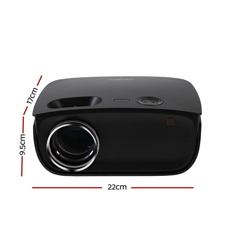 Devanti Mini Video Projector Wifi USB HDMI Portable 2000 Lumens HD 1080P Home in Black - Sale Now