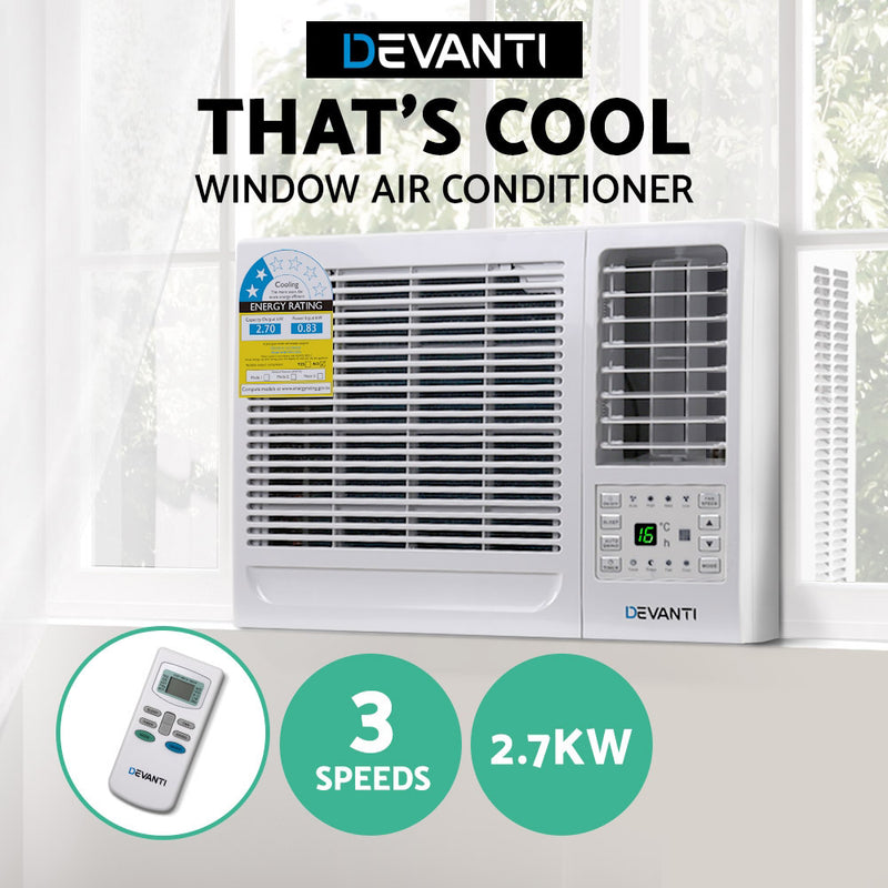 Devanti Window Air Conditioner Portable 2.7kW Wall Cooler Fan Cooling Only - Sale Now