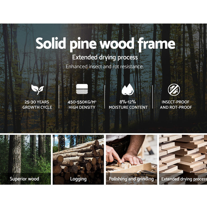 Artiss Wooden Bed Frame Single Size Mattress Base Pine Timber Platform White - Sale Now
