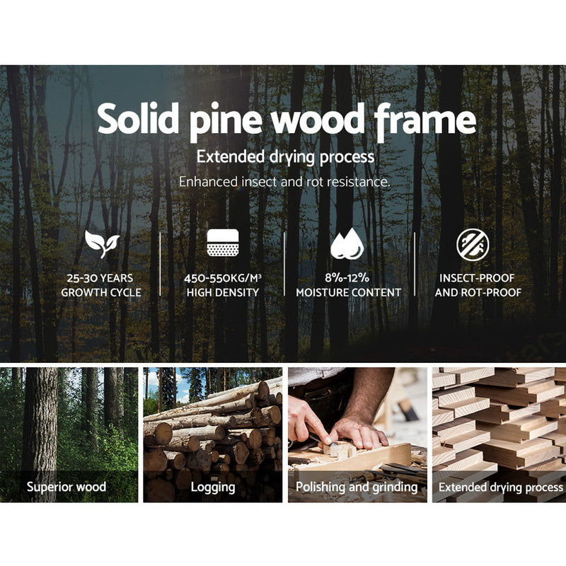 Artiss Wooden Bed Frame Queen Size Pine Wood Timber Mattress Base Bedroom - Sale Now