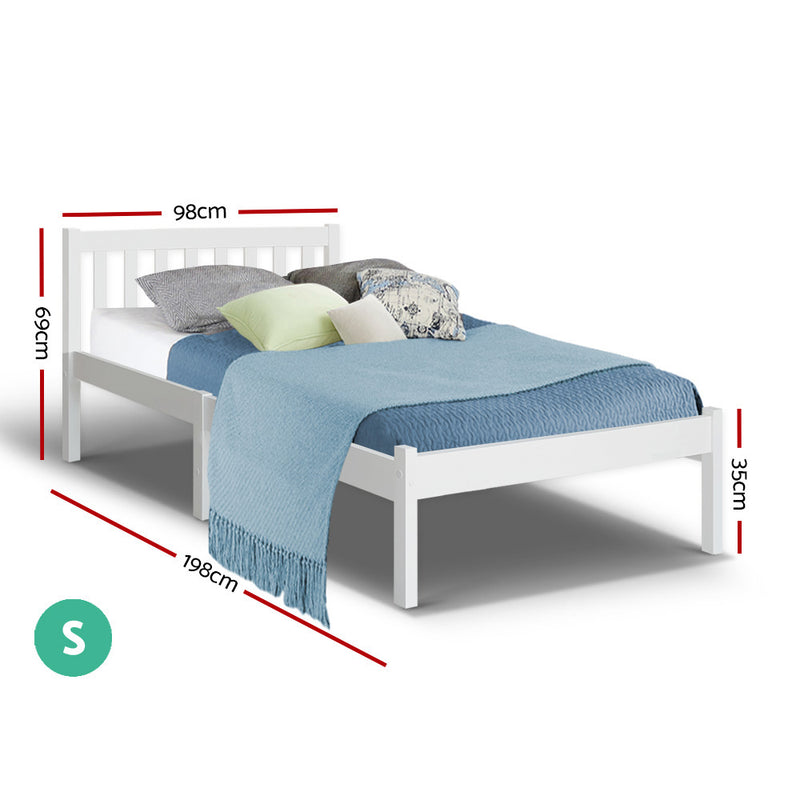 Single Size Wooden Bed Frame - White - Sale Now