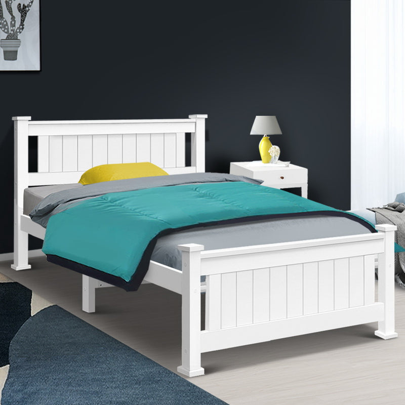 King Single Wooden Bed Frame - White - Sale Now