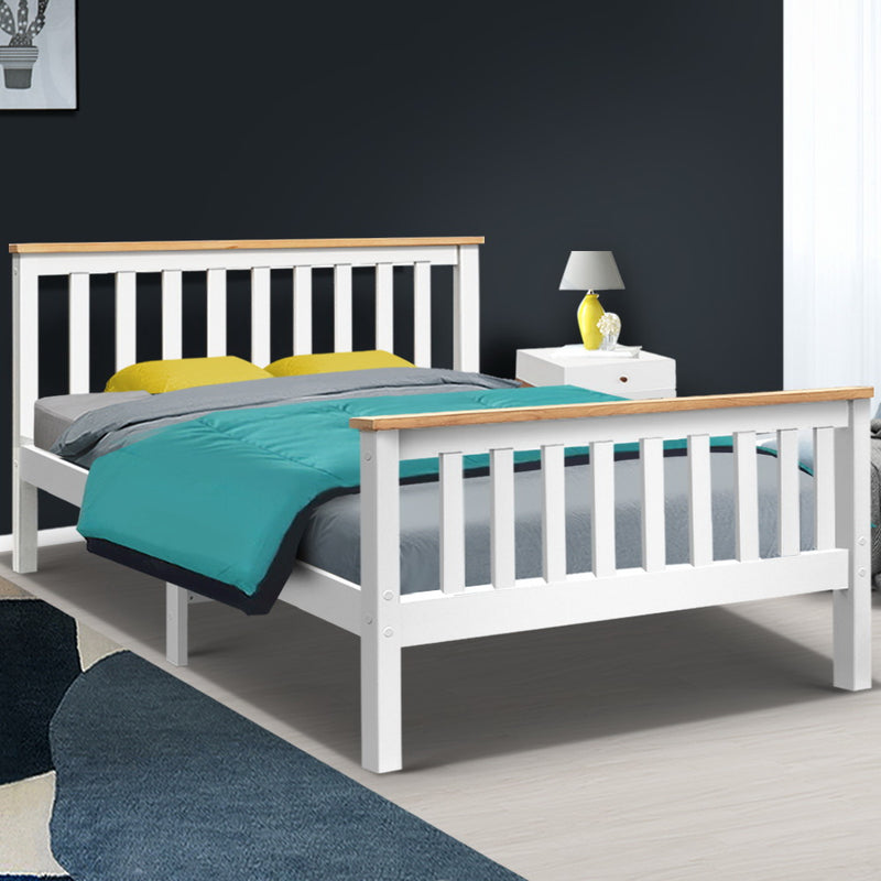 Artiss Double Full Size Wooden Bed Frame PONY Timber Mattress Base Bedroom Kids - Sale Now