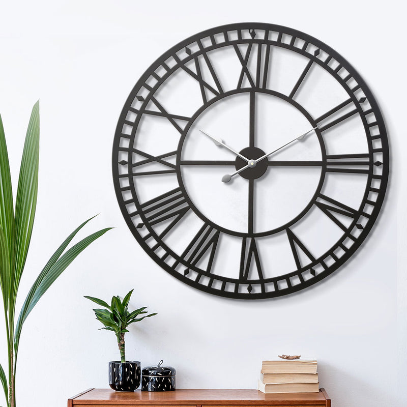 Wall Clock Large Modern Vintage Retro Metal Clocks 60CM Home Office Decor - Sale Now