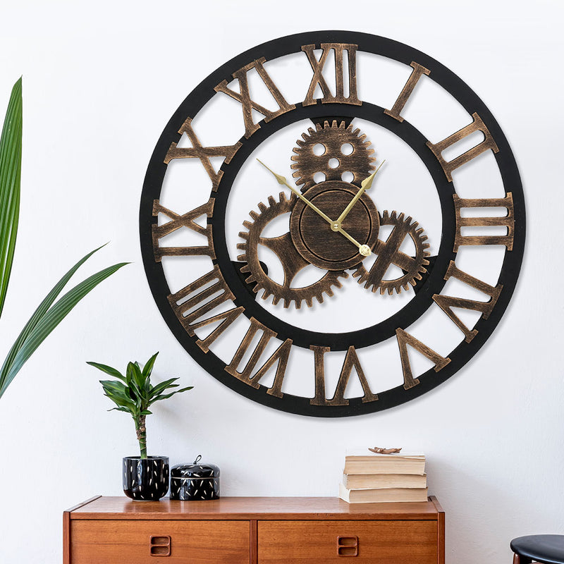 Wall Clock Large Modern Vintage Retro Metal Clocks 80CM Home Office Decor - Sale Now