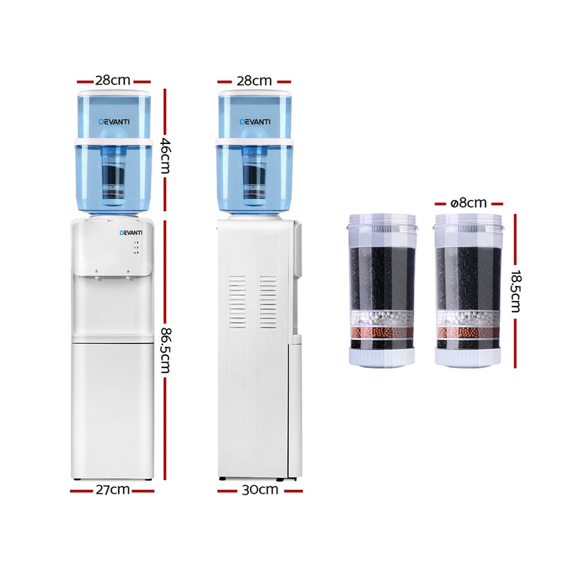 Devanti 22L Water Cooler Dispenser Hot Cold Taps Purifier Filter Replacement - Sale Now