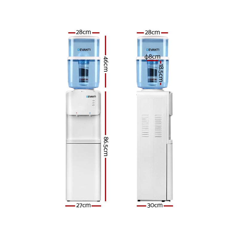 Devanti 22L Water Cooler Dispenser Top Loading Hot Cold Taps Filter Purifier Bottle - Sale Now