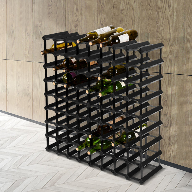Artiss 72 Bottle Timber Wine Rack Wooden Storage Wall Racks Holders Cellar Black - Sale Now