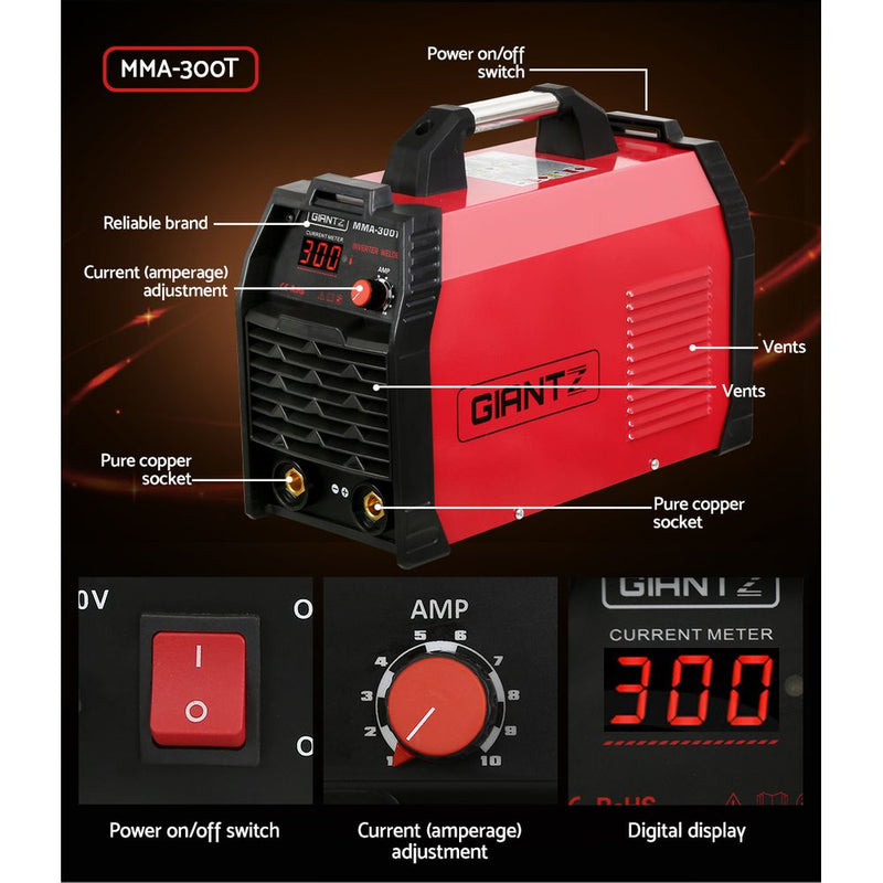 Giantz 300Amp Inverter Welder MMA ARC iGBT DC Gas Welding Machine Stick Portable - Sale Now