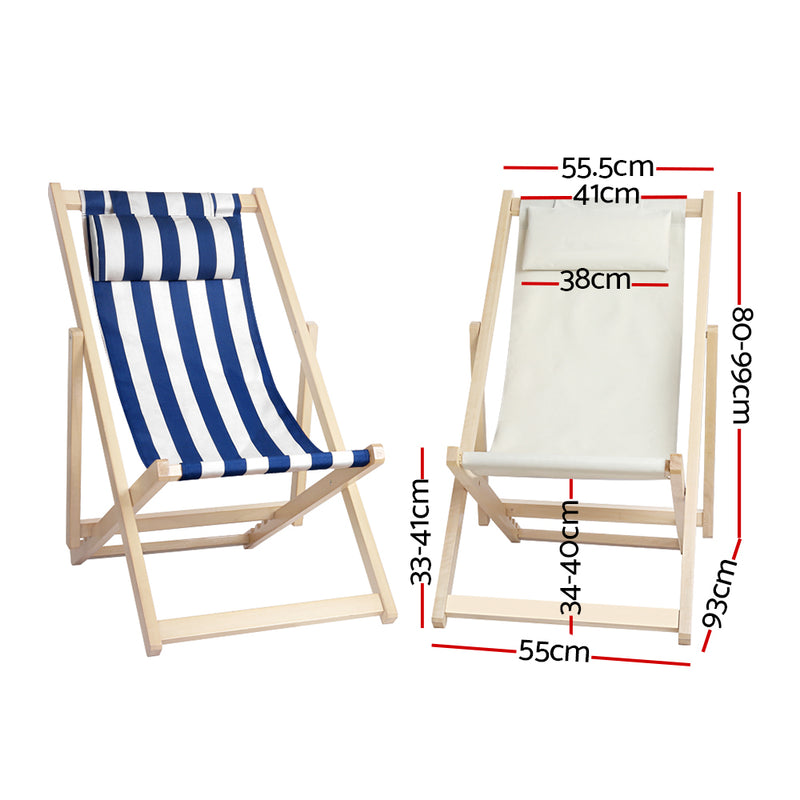 Gardeon Outdoor Furniture Sun Lounge Chairs Deck Chair Folding Wooden Patio Beach - Sale Now