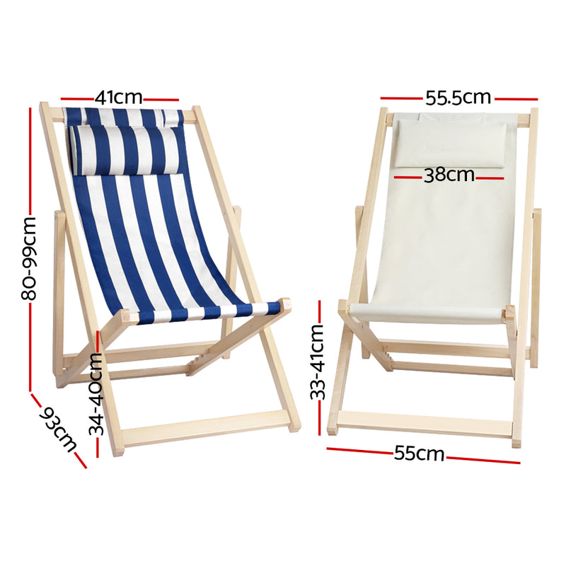 Gardeon Outdoor Furniture Sun Lounge Beach Chairs Deck Chair Folding Wooden Patio - Sale Now