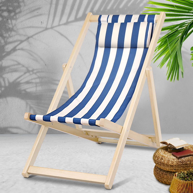 Gardeon Outdoor Furniture Sun Lounge Beach Chairs Deck Chair Folding Wooden Patio - Sale Now