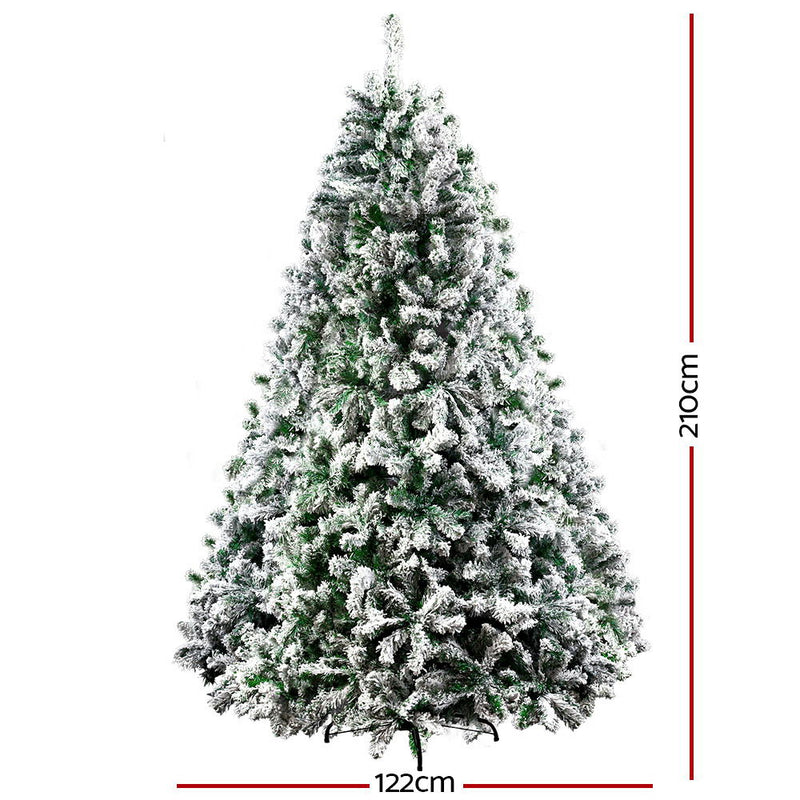 Jingle Jollys Christmas Tree 2.1M 7FT Xmas Decorations Snow Home Decor 1106 Tips - Sale Now