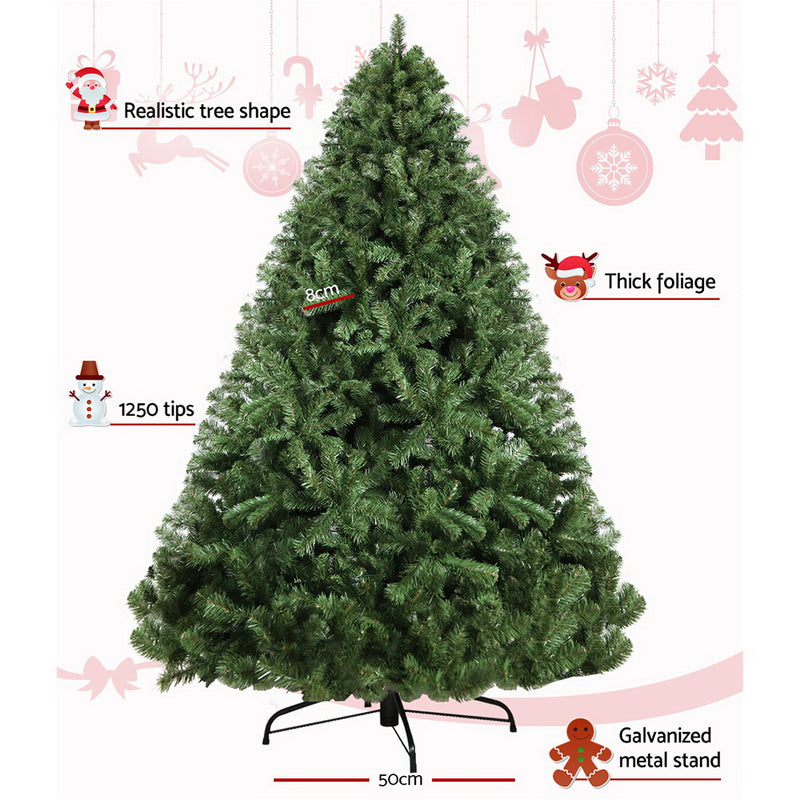 Jingle Jollys 2.1M 7FT Christmas Tree Xmas Decoration Home Decor 1250 Tips Green - Sale Now