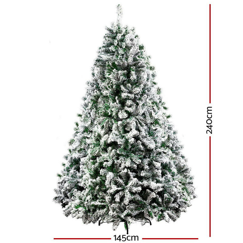 Jingle Jollys Christmas Tree 2.4M 8FT Xmas Decorations Snow Home Decor 1500 Tips - Sale Now