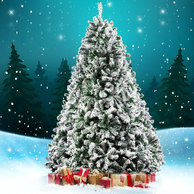 Jingle Jollys Christmas Tree 2.4M 8FT Xmas Decorations Snow Home Decor 1500 Tips - Sale Now
