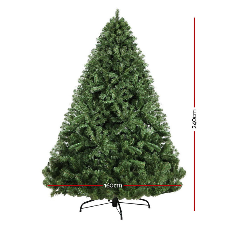 Jingle Jollys 2.4M 8FT Christmas Tree Xmas Decoration Home Decor 1500 Tips Green - Sale Now