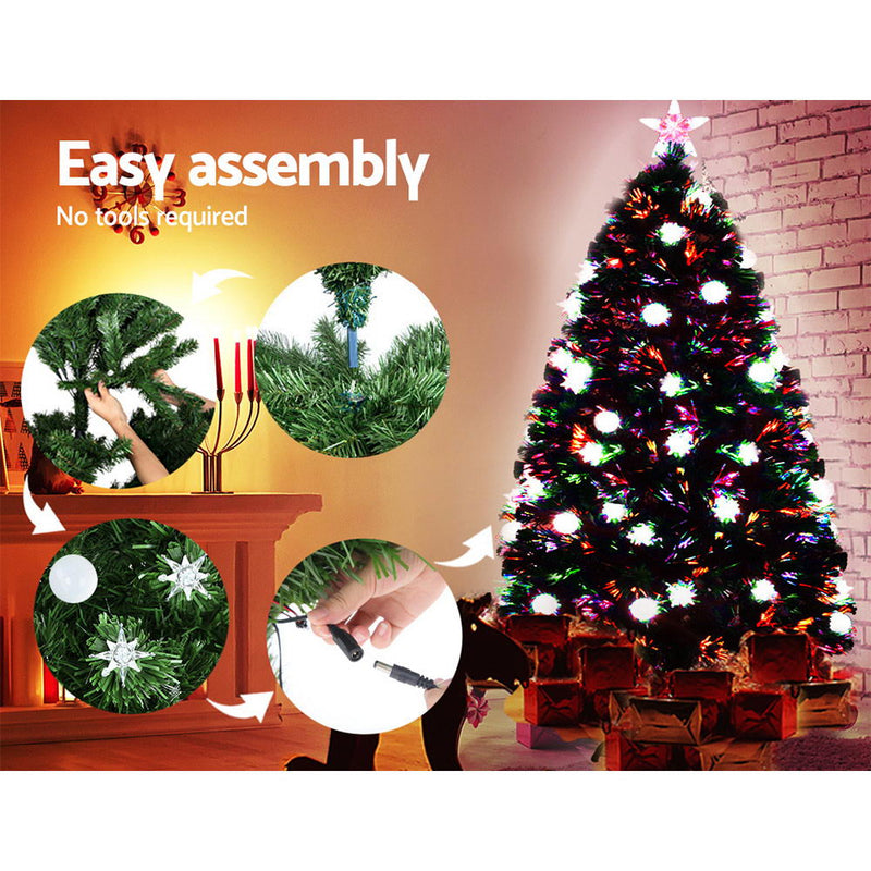 Jingle Jollys 1.5M 5FT LED Christmas Tree Optic Fiber Xmas Multi Colour Lights - Sale Now